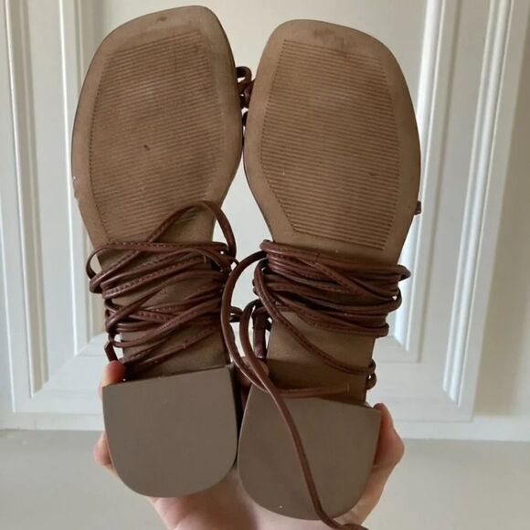 NWOT Jeffery Campbell Free People That's A Wrap Brown Leather Heeled Sandals 6 - Picture 6 of 9